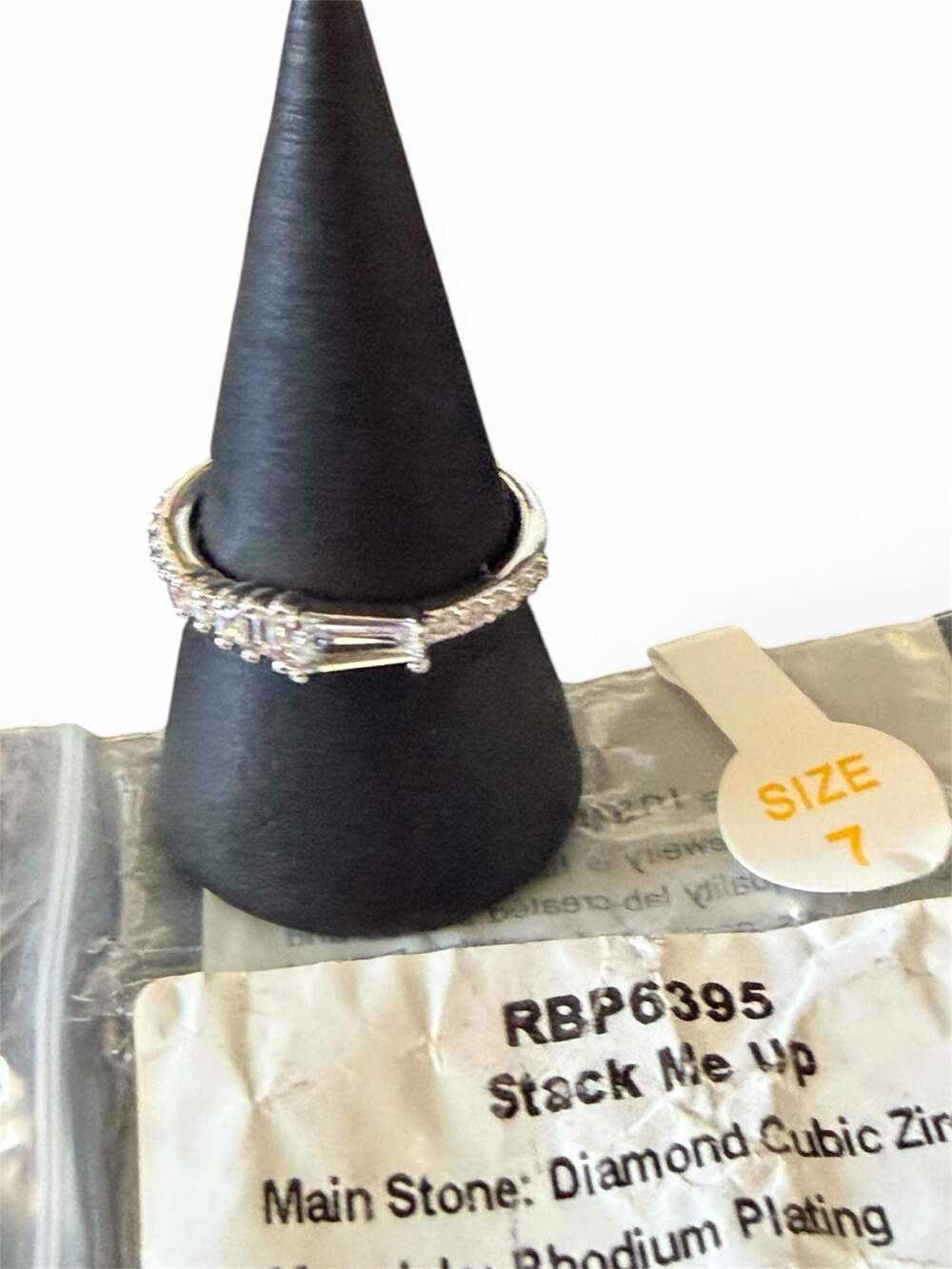 Bomb Party Stack Me Up RBP6395 Rhodium Plated CZ Ring Size 7